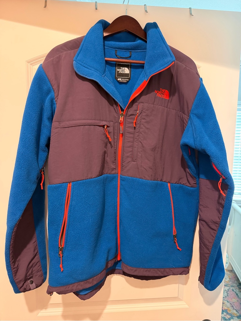 The North Face Blue and Purple Lightweight Fleece Jacket with Orange Accents